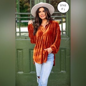 Pink Lily “My Favorite Song Copper Velvet Blouse”